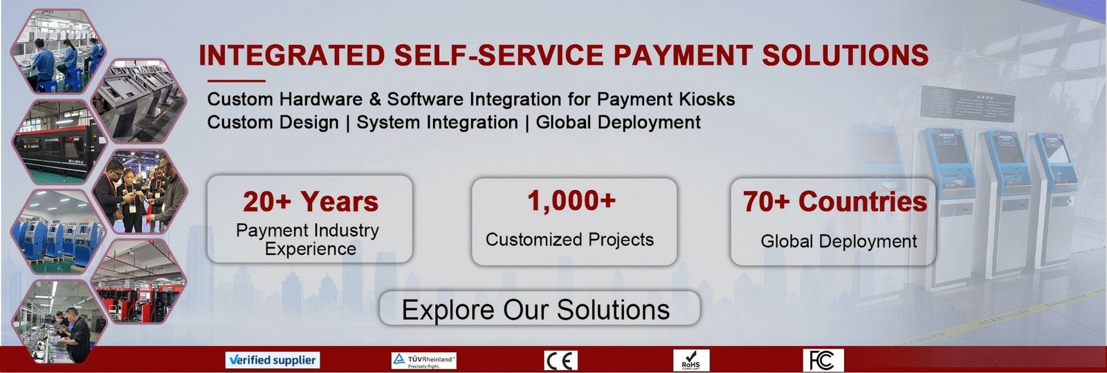 Self Service Payment Kiosk Manufacturer providing customized payment solutions, hardware and software integration for global businesses